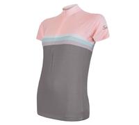 Maglia donna Sensor Summer Stripe grigio-rosa - manica corta Saldi L