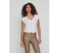 Vila - T-shirt bianca aderente con scollo a V-Bianco M