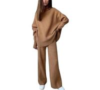 Maglia e Pantalone Donna Casual Elegante Tuta Da Casa Curvy Comode Completo 2 Pezzi Set Coordinati Invernale Completo In Maglia Oversize Lavoro Firmate Tute Morbida Moda Complete Loungewear