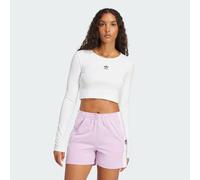 Maglia Essentials Ribbed Crop Long Sleeve White XL