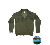Maglia Felpa in cotone Verde Militare zip lunga 2 tasche caccia pesca trekking