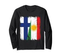 Maglia Finlandia Kurdistan Half Flag Finlandese Kurdish Heritage Jersey Maglia a Manica