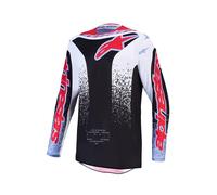 Alpinestars Fluid Drag Maglia Motocross, nero/bianco/rosso/blu, Taglia L