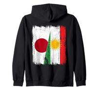 Maglia Giapponese Kurdistan Half Flag Japanese Kurde Heritage Felpa con Cappuccio