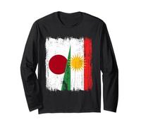 Maglia Giapponese Kurdistan Half Flag Japanese Kurde Heritage Maglia a Manica