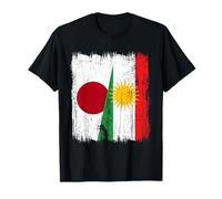 Maglia Giapponese Kurdistan Half Flag Japanese Kurde Heritage Maglietta