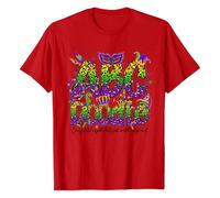 Maglia girocollo casual con grafica e stampa da donna taglie forti, Colore: rosso, S