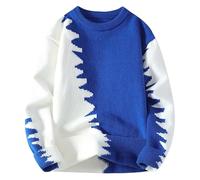 Maglia intima calda da uomo autunno e inverno casual collo alto a maniche lunghe vacanza all'aperto maglione di lana lavorato a maglia per casa indoor outdoor Halloween, Blu, L