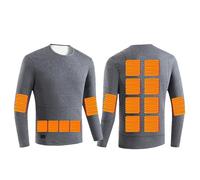 Maglia Intima Riscaldata Da Uomo 16 Zone, Pantaloni Riscaldati Da Donna 14 Zone, Intimo Termico Top E Bottom Per Lo Sci,S, Gray Top