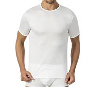 Maglia Intima Uomo in 100% Cotone Filo di Scozia Maglietta a Maniche Corte Canottiera Scollo a Giro Leggera Estiva (L, Bianco)
