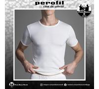 Maglia intima uomo lana cotone seta manica corta girocollo termica Perofil