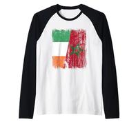 Maglia Irlanda Marocco Half Flag Irish Maroccan Heritage Jersey Maglia con Maniche Raglan