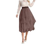 Maglia irregolare Halbrock Donna Gonna media a vita alta Versatile Gonna dimagrante, caffè, XL