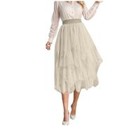 Maglia irregolare mezza gonna da donna a vita alta, gonna dimagrante versatile, beige., S
