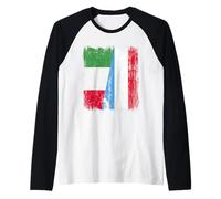 Maglia Italia Lussemburgo Mezza Bandiera Italiana Lussemburghese Maglia con Maniche Raglan