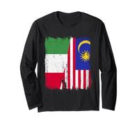 Maglia Italia Malesia Half Flag Italian Malaysian Heritage Jersey Maglia a Manica