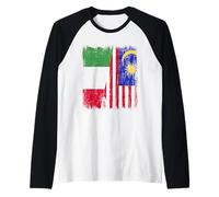 Maglia Italia Malesia Half Flag Italian Malaysian Heritage Jersey Maglia con Maniche Raglan