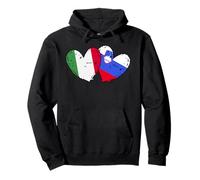 Maglia Italia Slovenia Cuori Doppia Bandiera Italiana Slovenia Felpa con Cappuccio