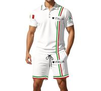 Maglia Italia Tuta Uomo Completa T-Shirt, Maglietta Nazionale Italiana Sweatsuit Tracksuit Tuta Spiaggia da Tempo Libero 2 Pezzi Set Sportswear Completo Tute Pantaloncini Set Uomo Italiana Tshirt