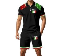 Maglia Italia Tuta Uomo Completa T-Shirt, Maglietta Nazionale Italiana Sweatsuit Tracksuit Tuta Spiaggia da Tempo Libero 2 Pezzi Set Sportswear Completo Tute Pantaloncini Set Uomo Italiana Tshirt