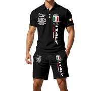 Maglia Italia Tuta Uomo Completa T-Shirt, Maglietta Nazionale Italiana Sweatsuit Tracksuit Tuta Spiaggia da Tempo Libero 2 Pezzi Set Sportswear Completo Tute Pantaloncini Set Uomo Italiana Tshirt