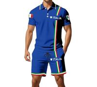 Maglia Italia Tuta Uomo Completa T-Shirt, Maglietta Nazionale Italiana Sweatsuit Tracksuit Tuta Spiaggia da Tempo Libero 2 Pezzi Set Sportswear Completo Tute Pantaloncini Set Uomo Italiana Tshirt