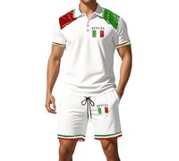 Maglia Italia Tuta Uomo Completa T-Shirt, Maglietta Nazionale Italiana Sweatsuit Tracksuit Tuta Spiaggia da Tempo Libero 2 Pezzi Set Sportswear Completo Tute Pantaloncini Set Uomo Italiana Tshirt