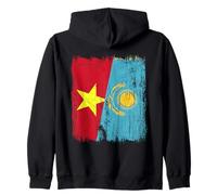Maglia kazaka vietnamita mezza bandiera del Vietnam Kazakistan Felpa con Cappuccio