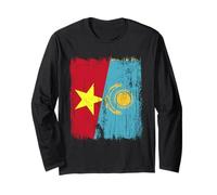 Maglia kazaka vietnamita mezza bandiera del Vietnam Kazakistan Maglia a Manica