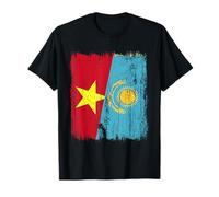 Maglia kazaka vietnamita mezza bandiera del Vietnam Kazakistan Maglietta