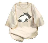Maglia larga cotone girocollo gatto assonnato maniche - Albicocca - 3XL