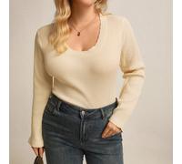 Maglia lavorata a maglia con colletto ondulato delicato e sensuale, il design del colletto ondulato rivela la delicata scollatura per una maggiore sensualità, i polsini aggiungono un tocco morbido, la