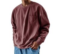 Maglia lunga da uomo, 5 pezzi, senza cappuccio, colore nero, oversize, con tasche, tinta unita, casual, a maniche lunghe, leggera, sottile, vestibilità larga, maglietta basic