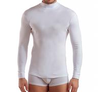 Enrico Coveri 1 Pezzi di T-Shirt Lupetto Uomo Collo Alto Manica Lunga ET1205 in Caldo Cotone Interlock. Bianco 7/XXL