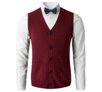 Maglia maglione da uomo con scollo a V senza maniche cardigan con bottoni lavorato a maglia DXL Gilet lavorato a maglia con cappotto termico ispessito solido grande e alto