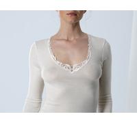 Maglia manica lunga da donna in lana seta con bordo ricamato Emmebivi canottiera
