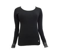 maglia manica lunga girocollo pizzo alle maniche cotone bielastico PIERRE CARDIN