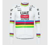 Maglia UAE Team Emirates 2025 Replica Tadej Pogacar World Champion manica lunga bianco multicolore - M