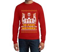 Maglia Maniche Lunghe Uomo Motivo Natalizio Go Jesus It's Your Birthday Natale XX-Large Rosso