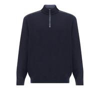 Maglia mezza zip in lana con dettagli in Typhoon® Platinum, Uomo, Blu, Taglia: M