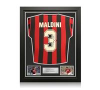 Maglia Milan 1988 autografata da Paolo Maldini. Incorniciata.