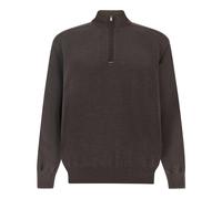Maglia Nelson mezza zip in Summer Wool con inserti in lana e seta, Uomo, Moro/Coffee Bean, Taglia: 4XL