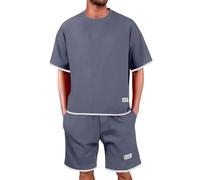 Maglia nera mezza zip uomo tuta generale da uomo tuta da jogging estiva corta, abbigliamento per il tempo libero, maglietta a maniche corte + jogging corto, set di 2 pezzi, nero con zip verso l'alto