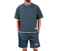 Maglia nera mezza zip uomo tuta generale da uomo tuta da jogging estiva corta, abbigliamento per il tempo libero, maglietta a maniche corte + jogging corto, set di 2 pezzi, nero con zip verso l'alto