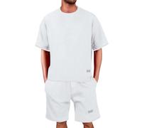 Maglia nera mezza zip uomo tuta generale da uomo tuta da jogging estiva corta, abbigliamento per il tempo libero, maglietta a maniche corte + jogging corto, set di 2 pezzi, nero con zip verso l'alto