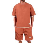 Maglia nera mezza zip uomo tuta generale da uomo tuta da jogging estiva corta, abbigliamento per il tempo libero, maglietta a maniche corte + jogging corto, set di 2 pezzi, nero con zip verso l'alto