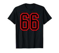 Maglia numero #66 rosso nero sport compleanno numero fortunato 66 Maglietta