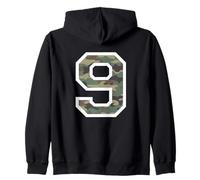 Maglia Numero 9 Nove, Camuffamento Giocatore Sportivo Grafico Felpa con Cappuccio