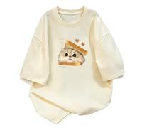 Maglia oversize casual gatto pane tostato stampa cuore - Albicocca - M