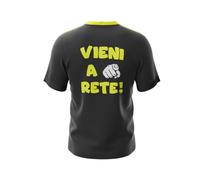 Maglia Padel Uomo Vieni a Rete (Nera) (IT, Testo, L, Regular, Regular, Nero)